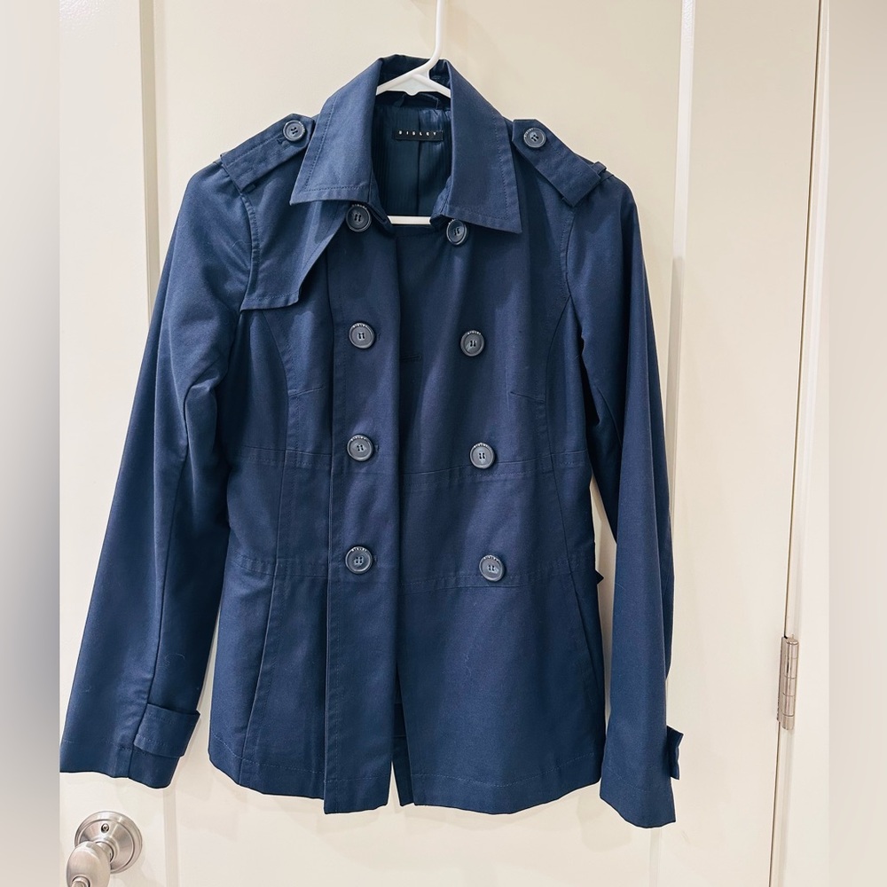 Sisley women navy blue trench jacket - size 2